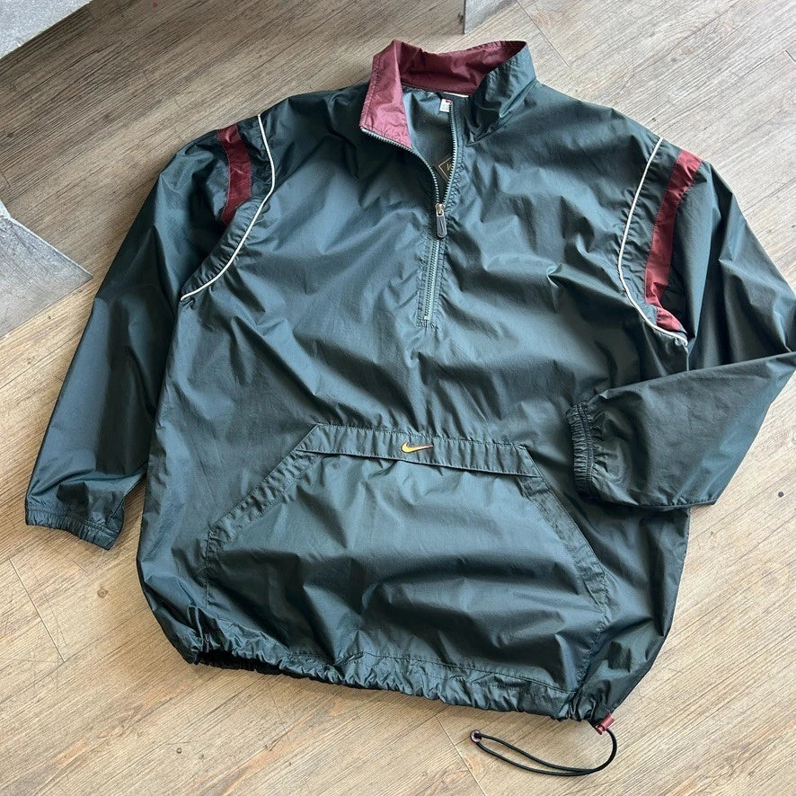 1990s | NIKE Mid Swoosh 1/4 Zip Pullover Windbreaker Jacket sz L