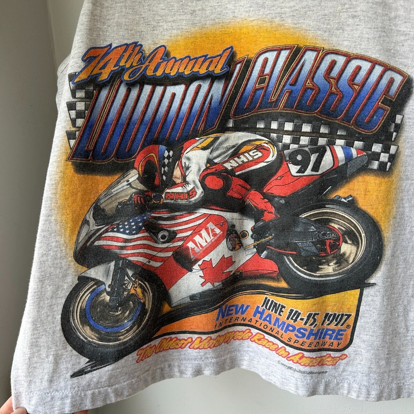 VINTAGE 90s | Loudon Classic Motorcycle Race Tank Shirt sz M