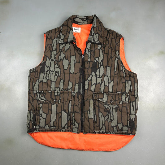 VINTAGE 90s Winchester TreeBark Camo Reversible Vest Jacket sz Medium Adult