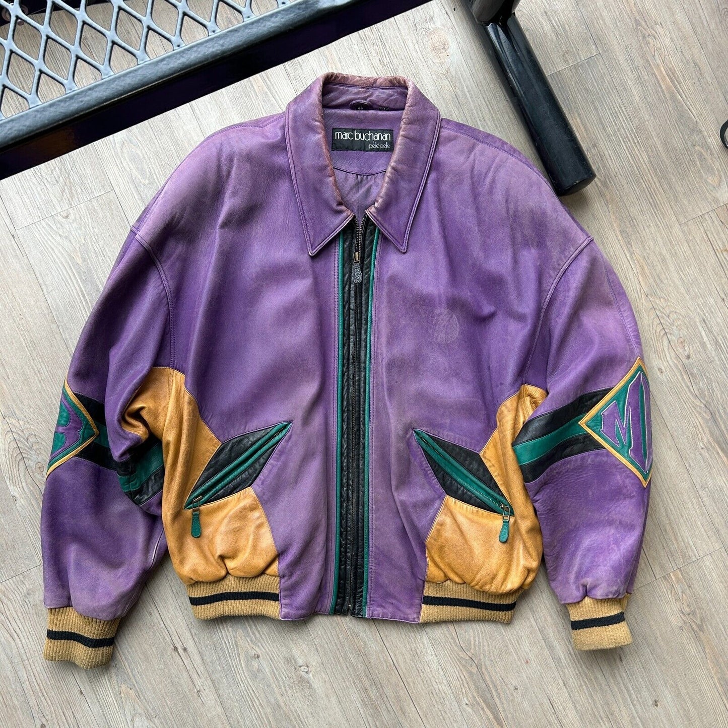 VINTAGE | Pelle Pelle Sode Club Marc Buchanan Leather Bomber Jacket sz 46