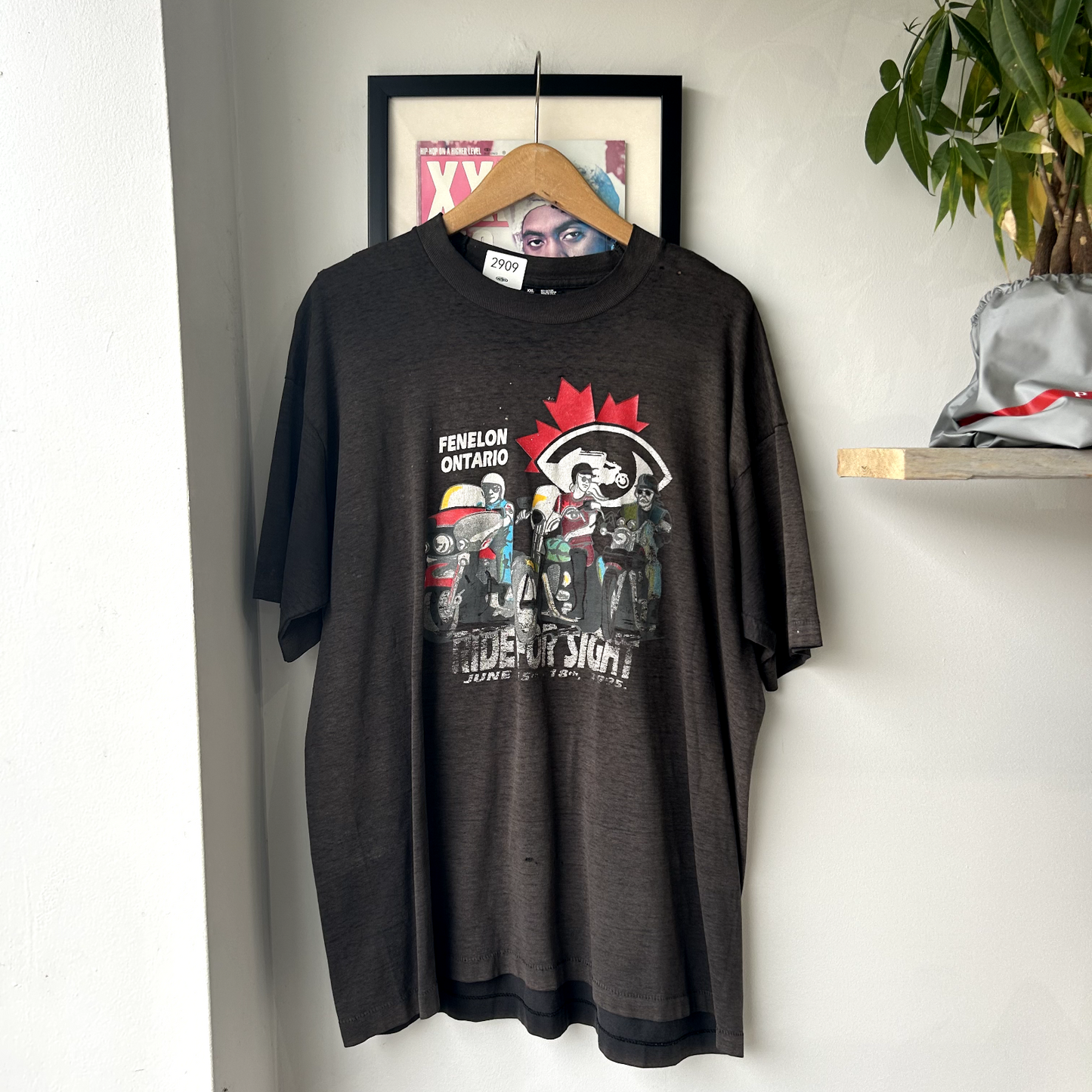 VINTAGE 1995 | Fenelon Ontario Ride For Sight Faded Biker T-Shirt sz XXL Adult