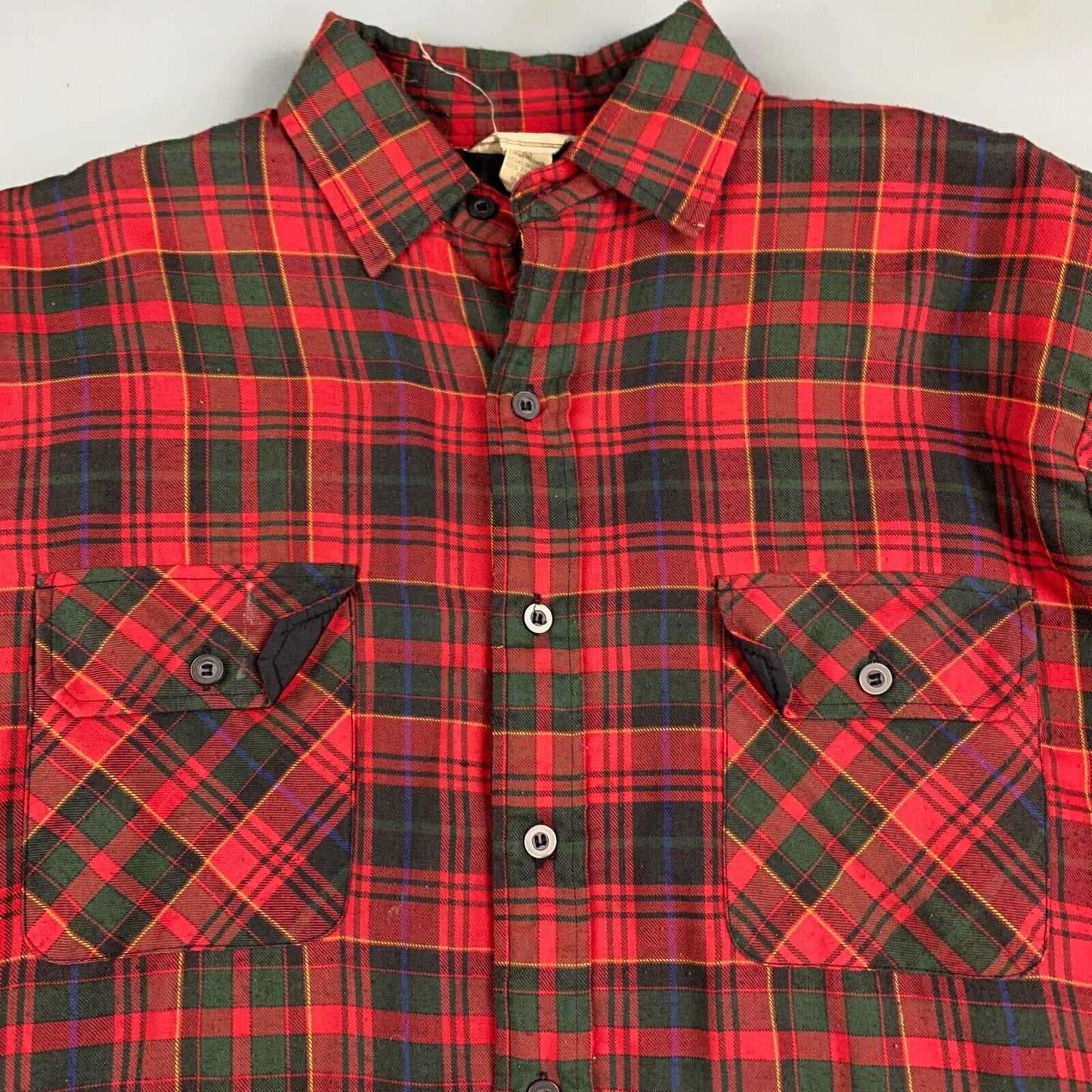 VINTAGE 90s Timber Run Plaid Flannel Lined Button Up Shirt sz Large Adult