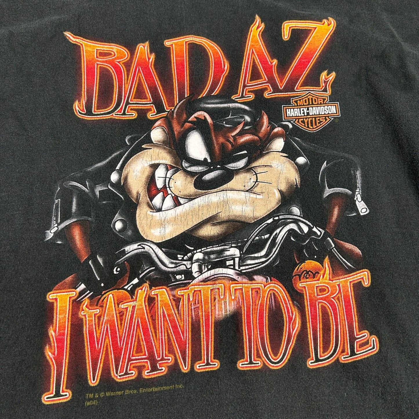 VINTAGE Harley Davidson Bad Az I Want To Be TAZ Biker T-Shirt sz XXL Mens Adult