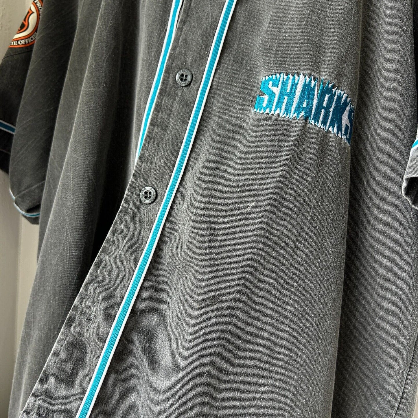 VINTAGE 90s | San Jose Sharks STARTER Baseball Jersey sz L