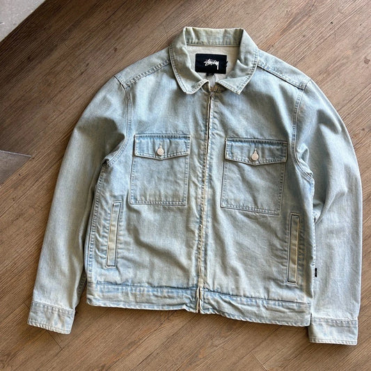 STUSSY | Light Wash Denim Full Zip Harrington Jacket sz M