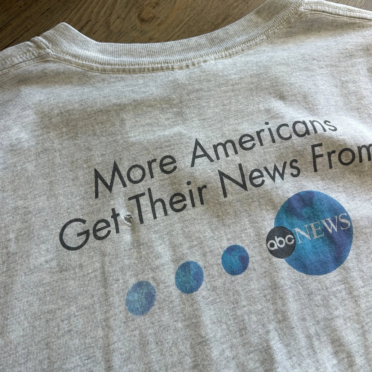 VINTAGE | abc NEWS More Americans Get Their News From Thrashed T-Shirt sz XL