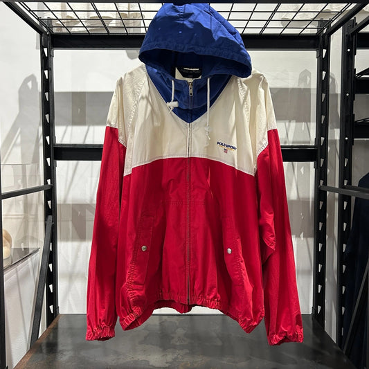 VINTAGE 90s | POLO Sport Ralph Lauren Color Block Cotton Zip Anorak Jacket XL