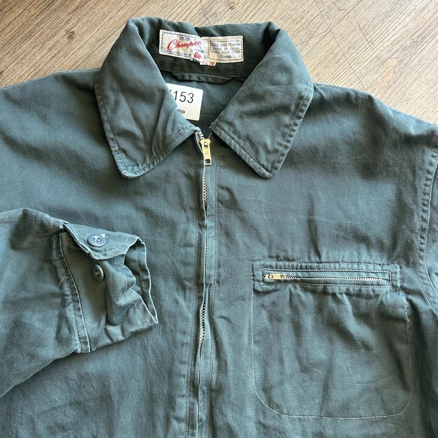 VINTAGE | Champion Teal Green Mechanic Shop Jacket sz S