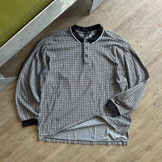 1990s | NIKE GOLF Geometric Textured Rugby Polo Shirt sz XL