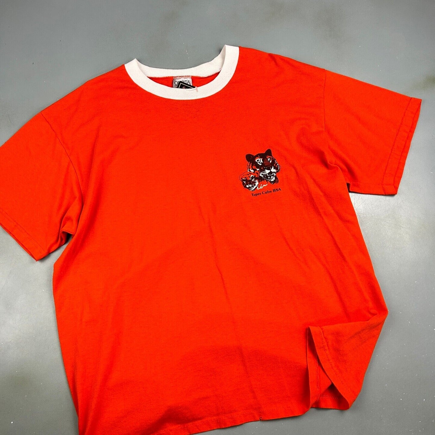 VINTAGE 90s | Tiger Cubs BSA Orange Ringer T-Shirt sz L Men Adult