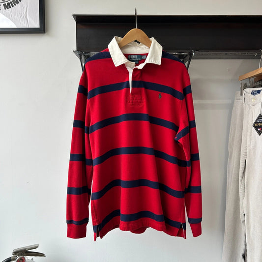 VINTAGE | Polo by Ralph Lauren Striped Sm Pony Rugby Fleece Shirt sz XL