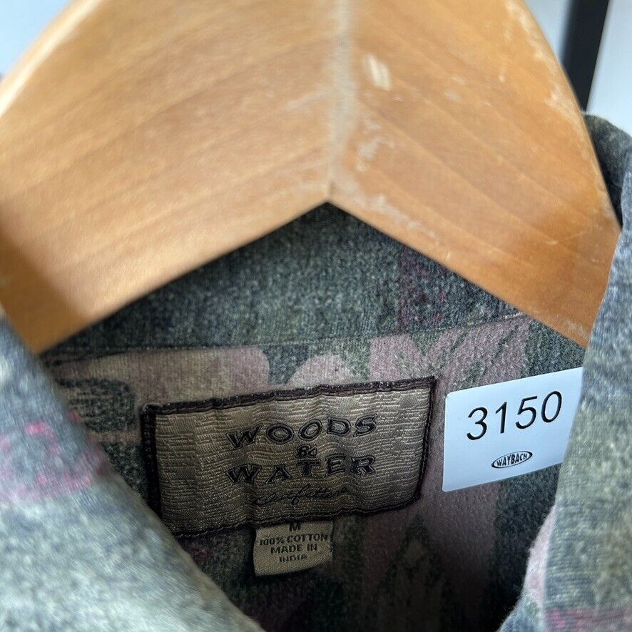 VINTAGE | Woods & Water Aztec Nature Cloth Flannel Button Down Shirt sz L