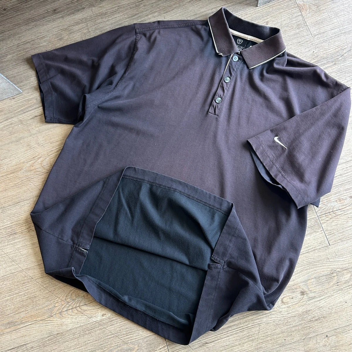 1990s - Y2k | NIKE Golf Sun Faded Black Dri-Fit Polo Shirt sz L/XL