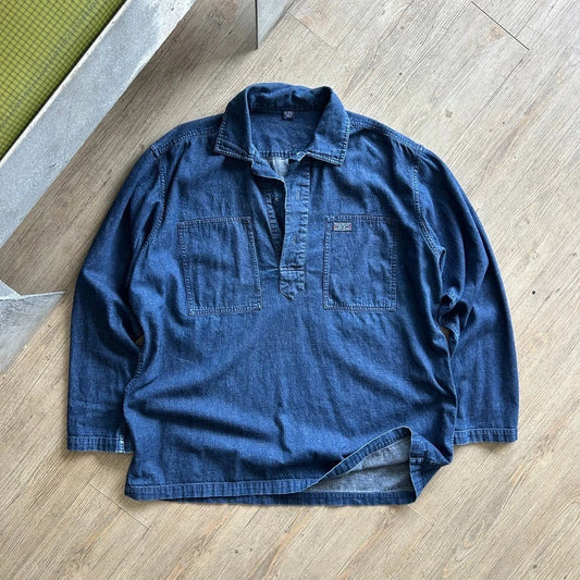 VINTAGE | Polo Sport Ralph Lauren Denim 1/4 Button Down Shirt sz XL