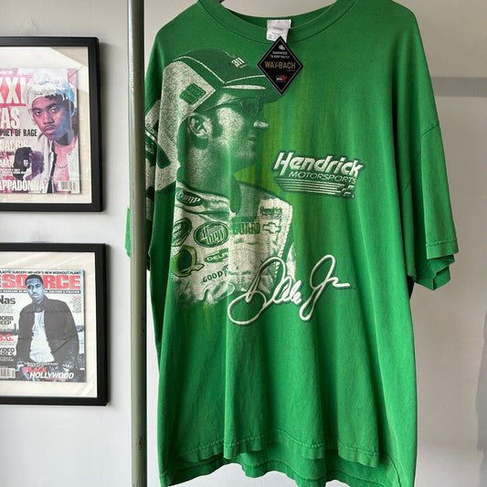 VINTAGE | Dale Earnhardt Jr. All Over Nascar Print Racing T-Shirt sz XXL Adult