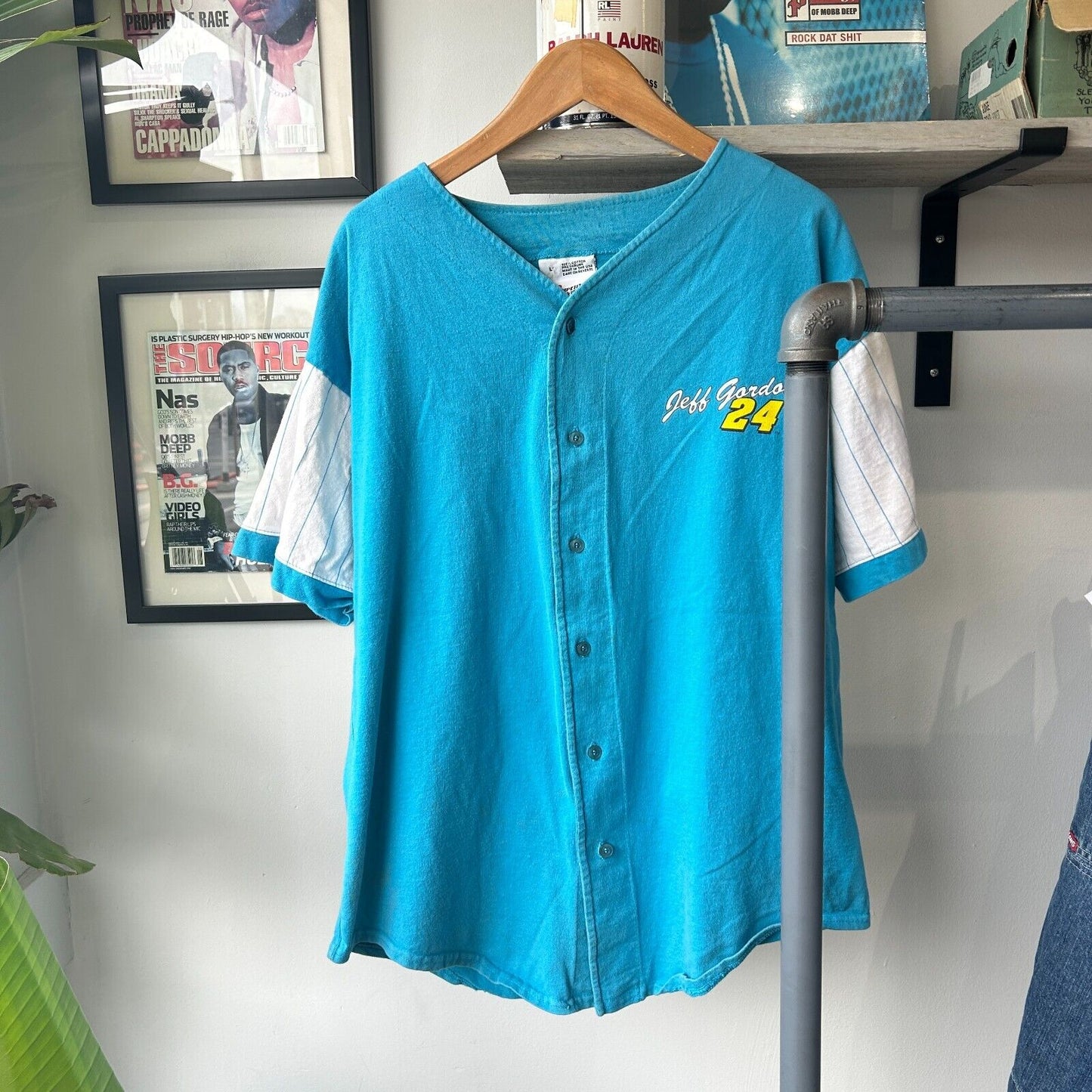 VINTAGE 90s | Jeff Gordon #24 Baseball Racing Jersey T-Shirt sz L Adult