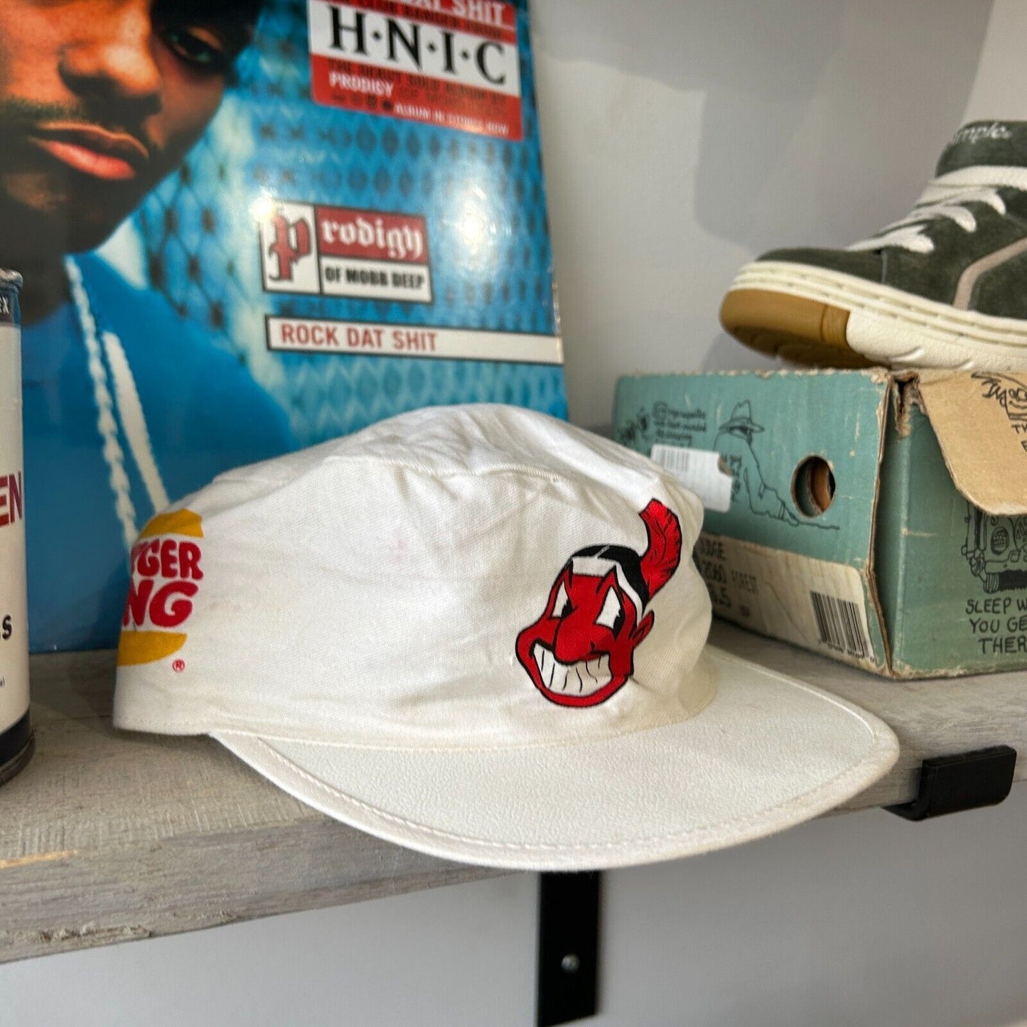 VINTAGE 80s | Cleveland Baseball Burger King Painter Cap HAT One Size Adult