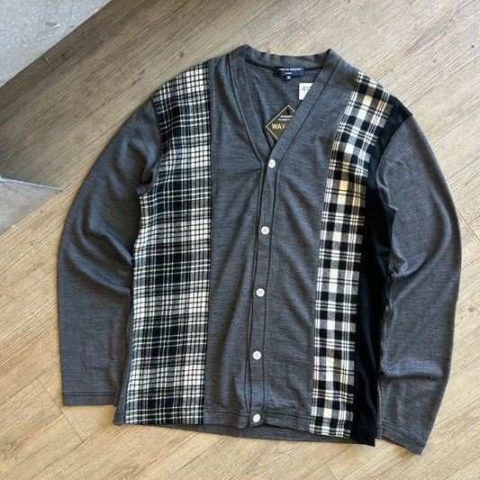VINTAGE | Comme des Garcons Homme Plaid Color Block Cardigan Sweatshirt sz M