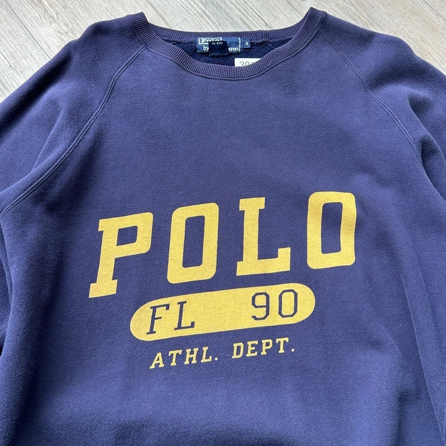 VINTAGE 90s | Polo Ralph Lauren Athletic Dept. FL 90 Crewneck Sweater sz S/M