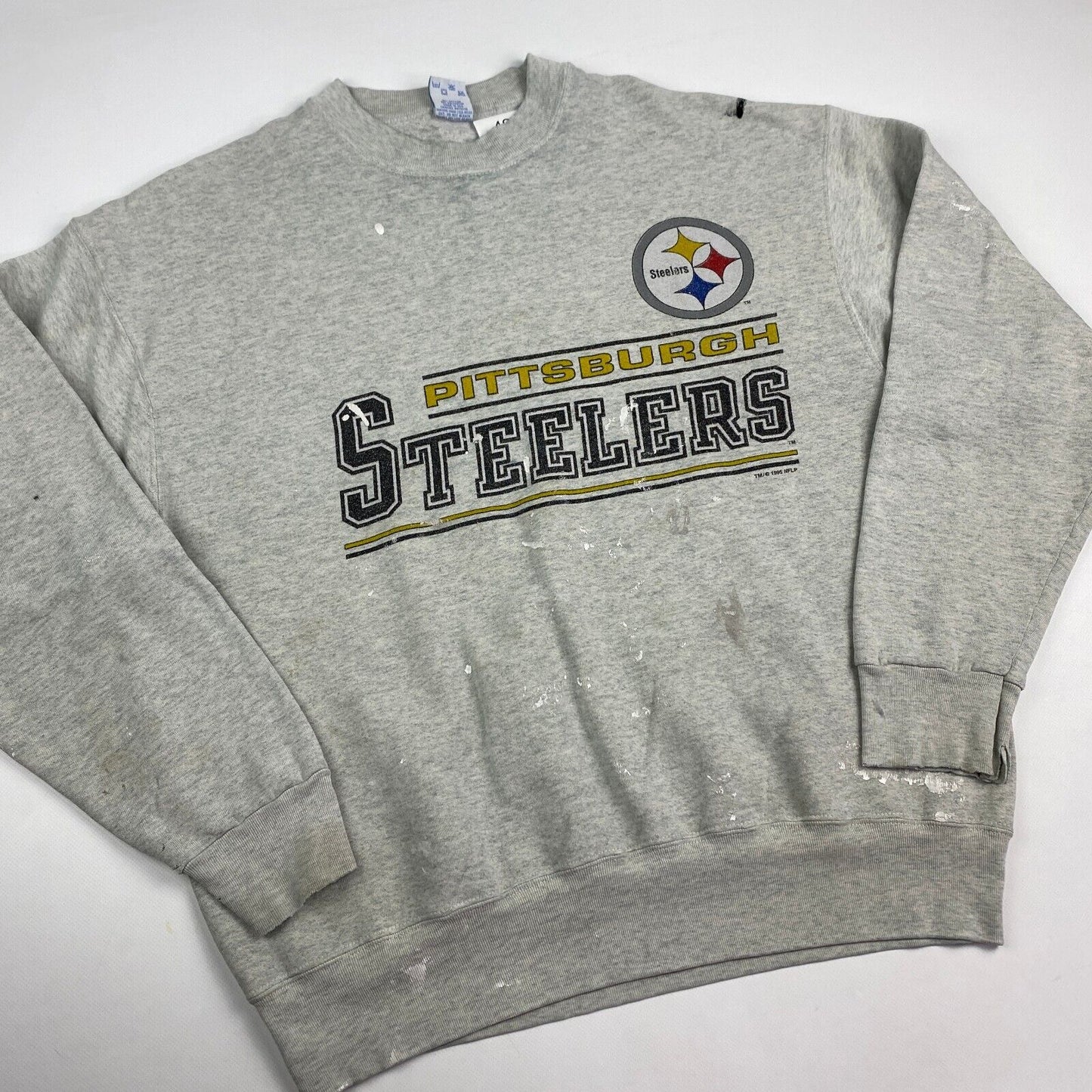 VINTAGE 90s NFL Pittsburgh Steelers Paint Splatter Crewneck Sweater sz XL Men