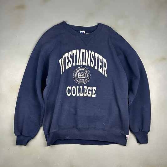 VINTAGE 90s | Westminster College Russell Athletic Crewneck Sweater sz XXL Adult