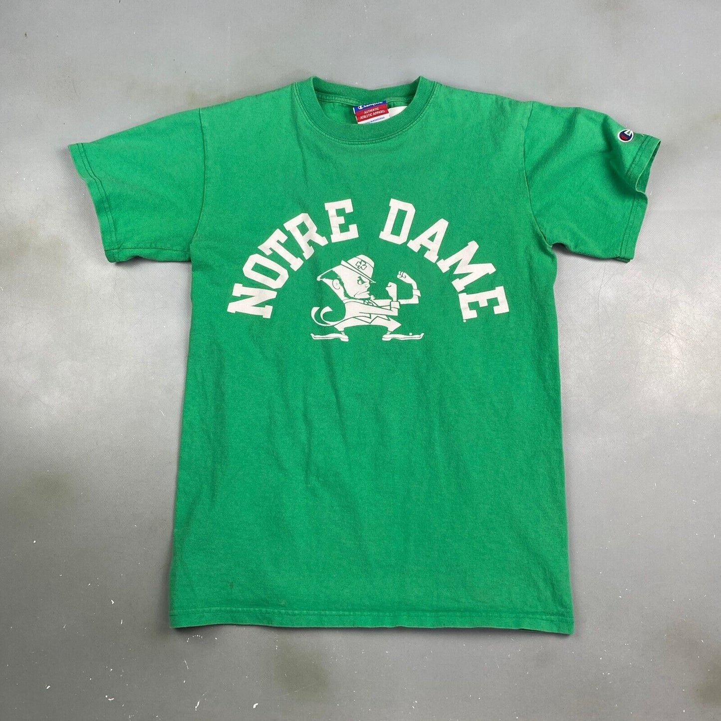 VINTAGE Notre Dame Champion Green T-Shirt sz Small Men Adult