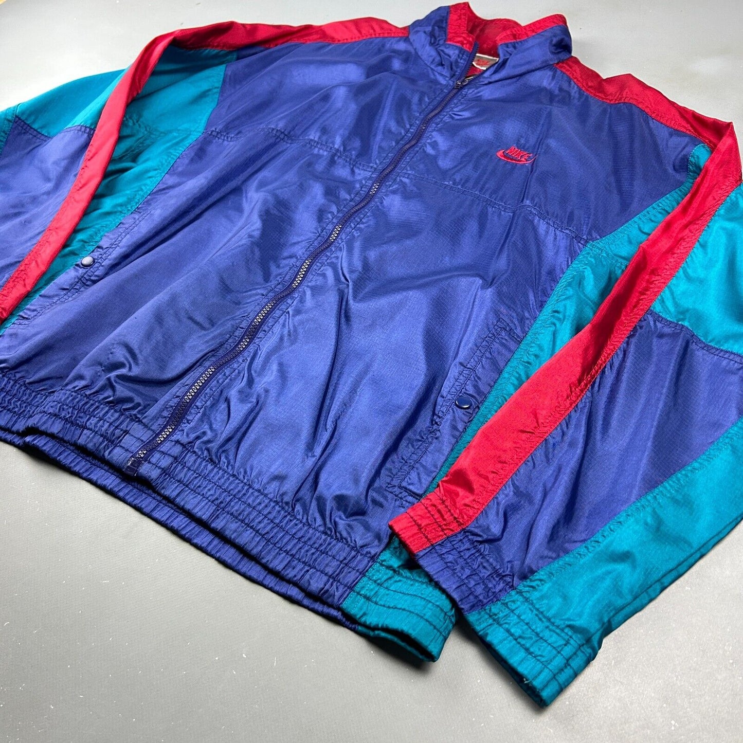 VINTAGE 80s-90s | NIKE Color Block Grey Tag Windbreaker Jacket sz M Adult