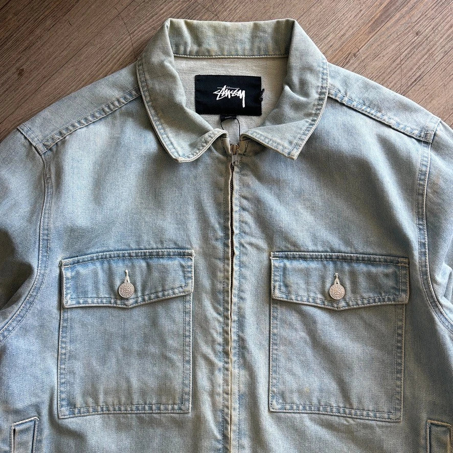 STUSSY | Light Wash Denim Full Zip Harrington Jacket sz M