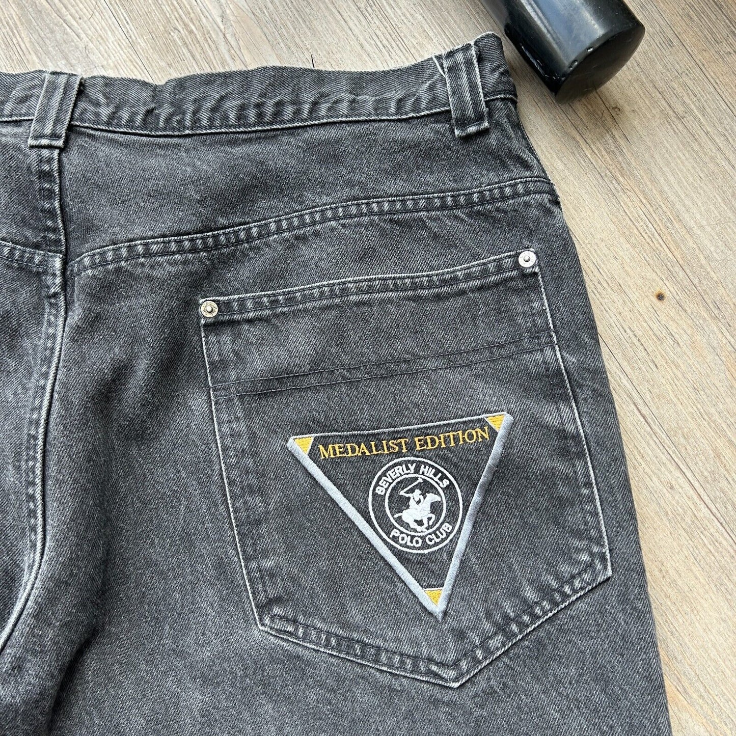 VINTAGE 90s | Bev Hills Polo Club Black Jean Baggy Shorts sz W42