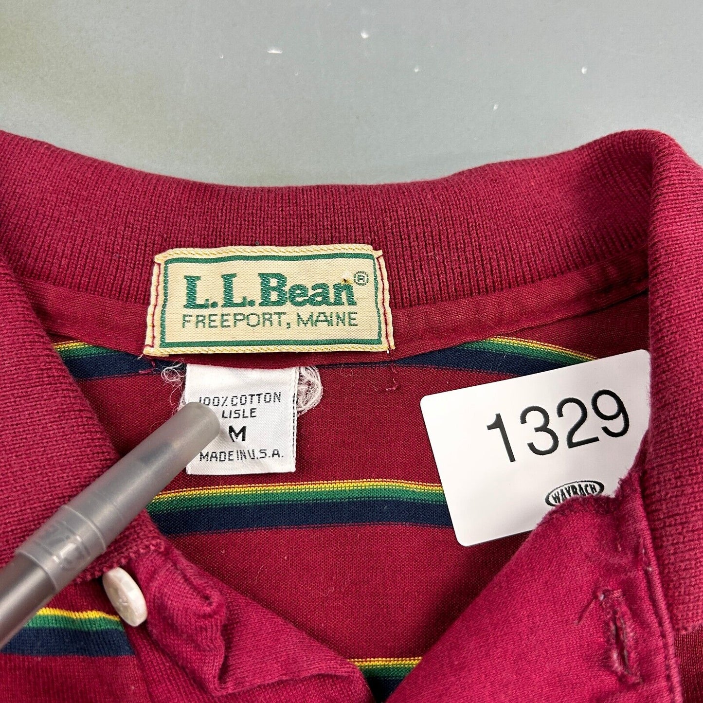 VINTAGE 90s L.L Bean Striped Red Polo Shirt sz XS Adult