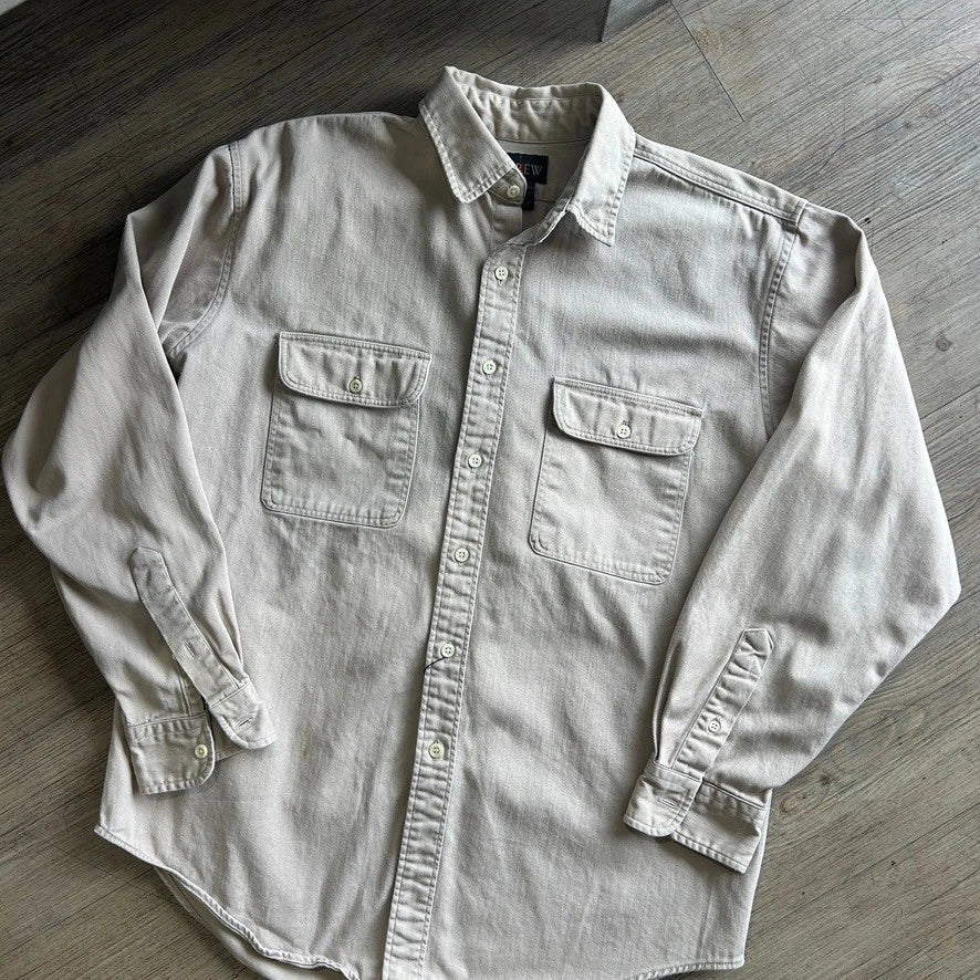 1990s J.CREW | Vintage Tan USA Made Button Down Shirt sz L