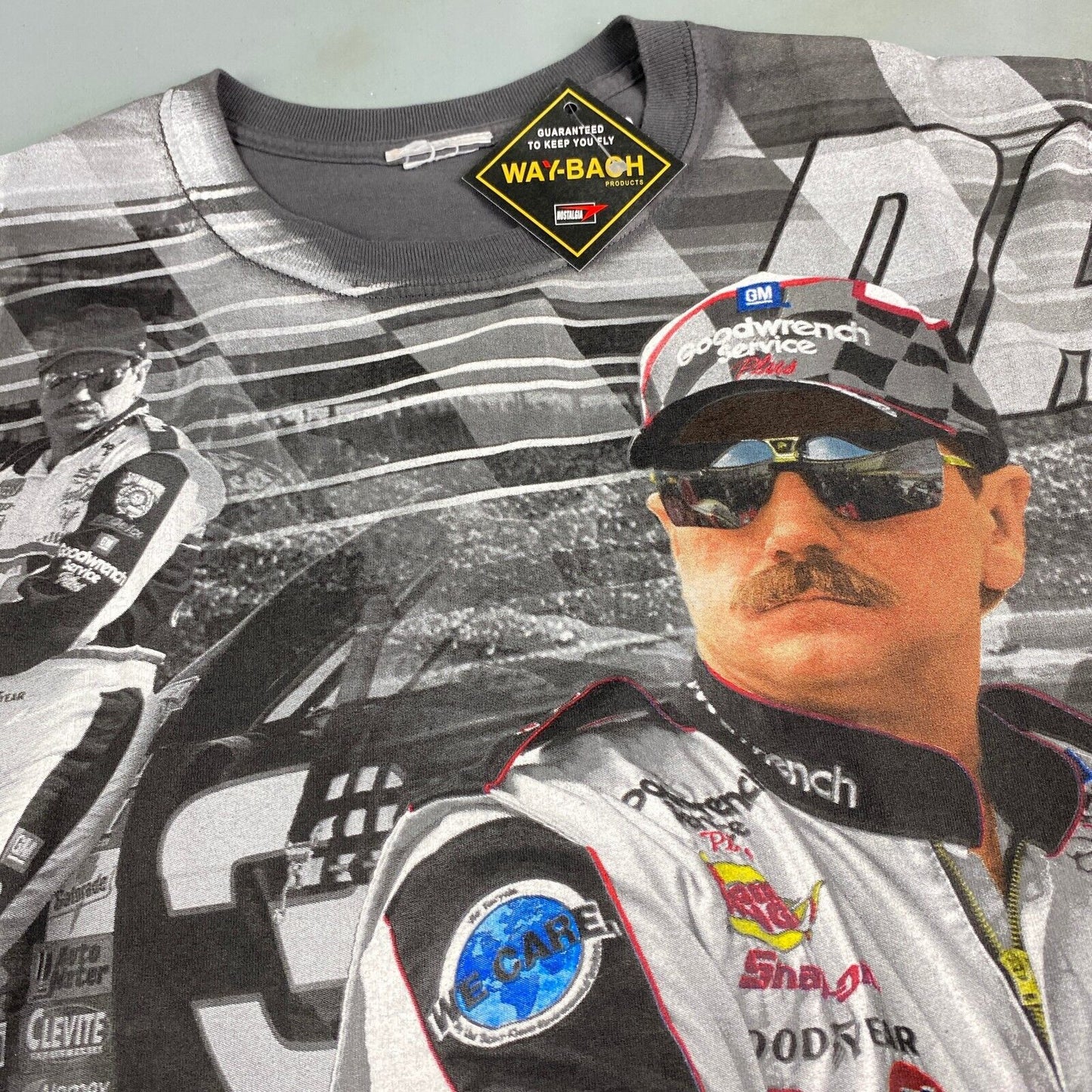 VINTAGE Dale Earnhardt Nascar All Over Print Racing T-Shirt sz Large Adult