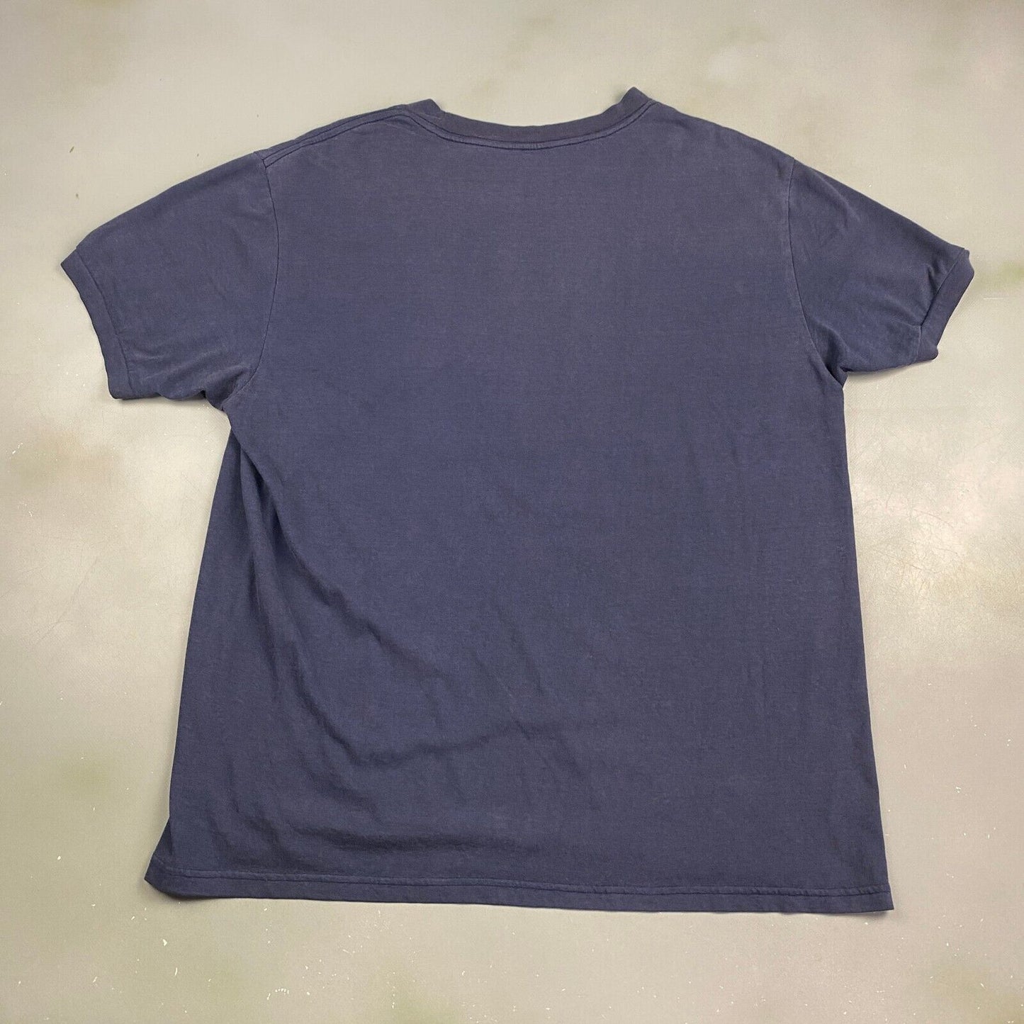 VINTAGE 90s Faded Blank Navy Pocket T-Shirt sz Large Adult