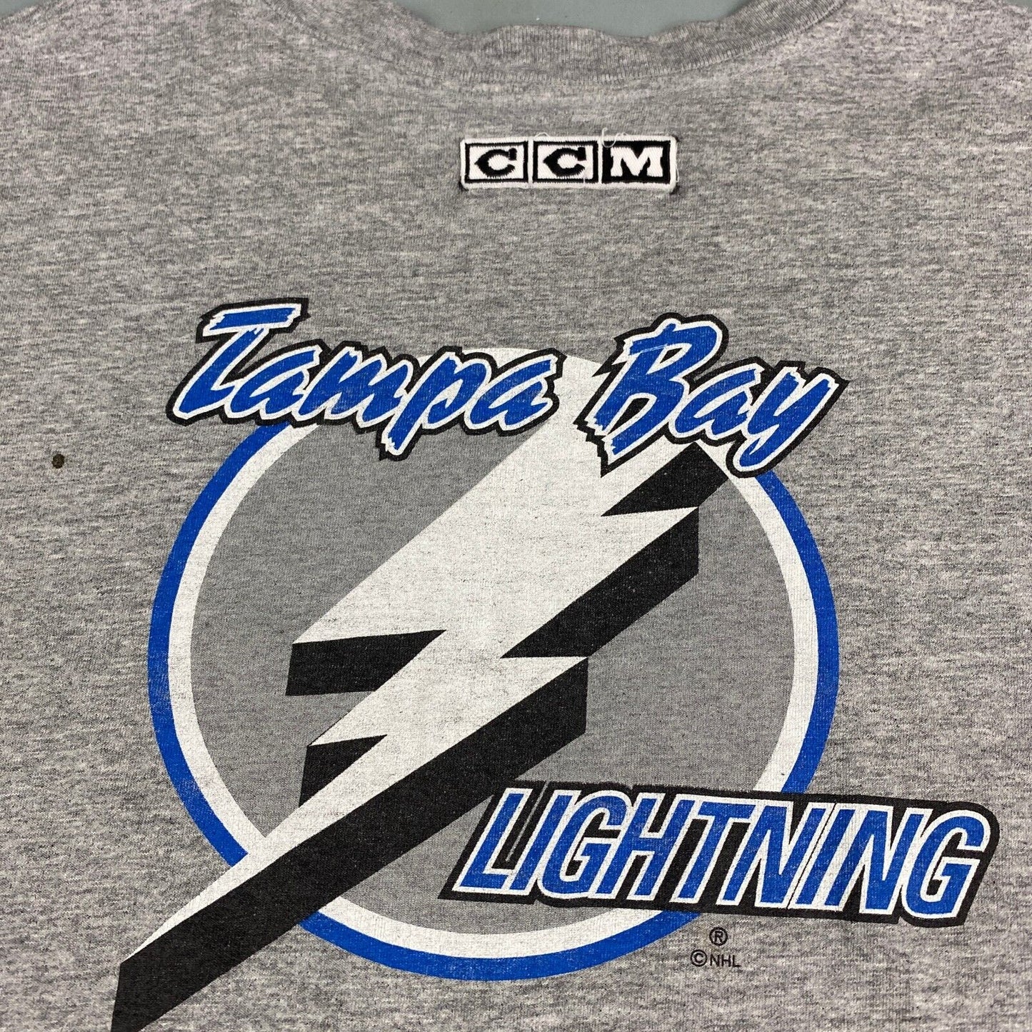 VINTAGE 90s Tampa Bay Lightning NHL CCM Embroidered T-Shirt sz XL Adult