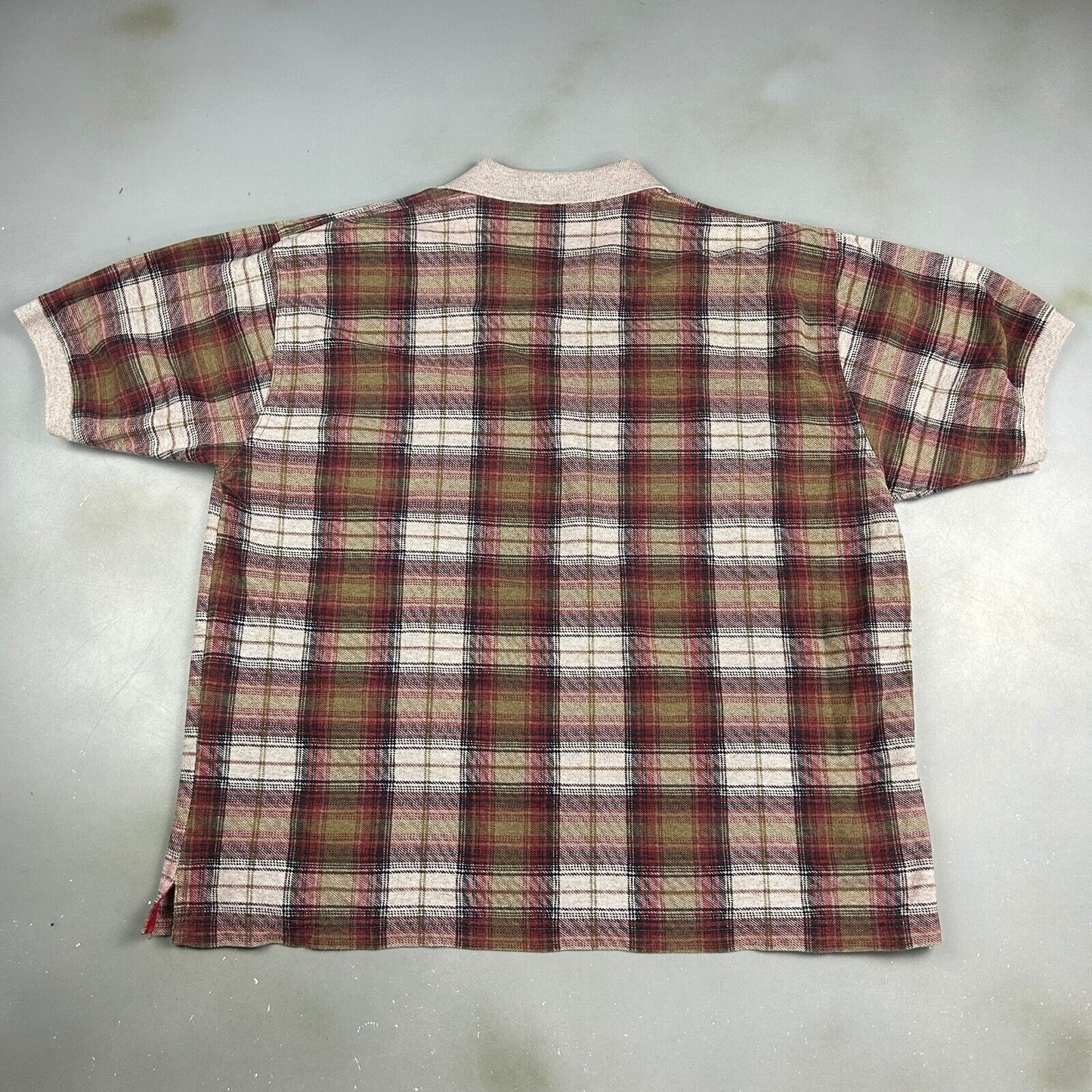 VINTAGE Flannel Plaid Polo Shirt sz XXL Adult