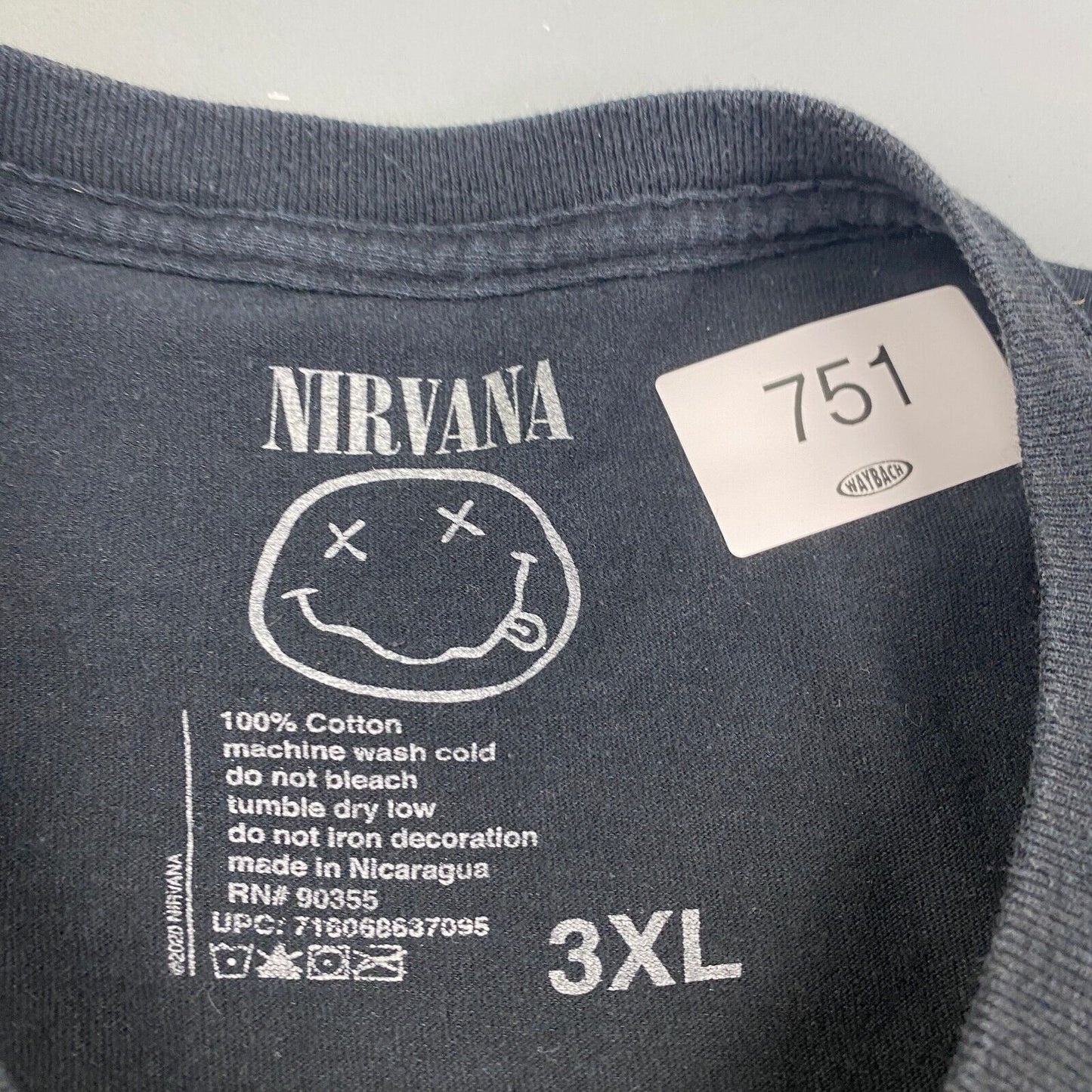 NIRVANA Smiley Face Big Graphic Black Band T-Shirt sz 3XL Men Adult