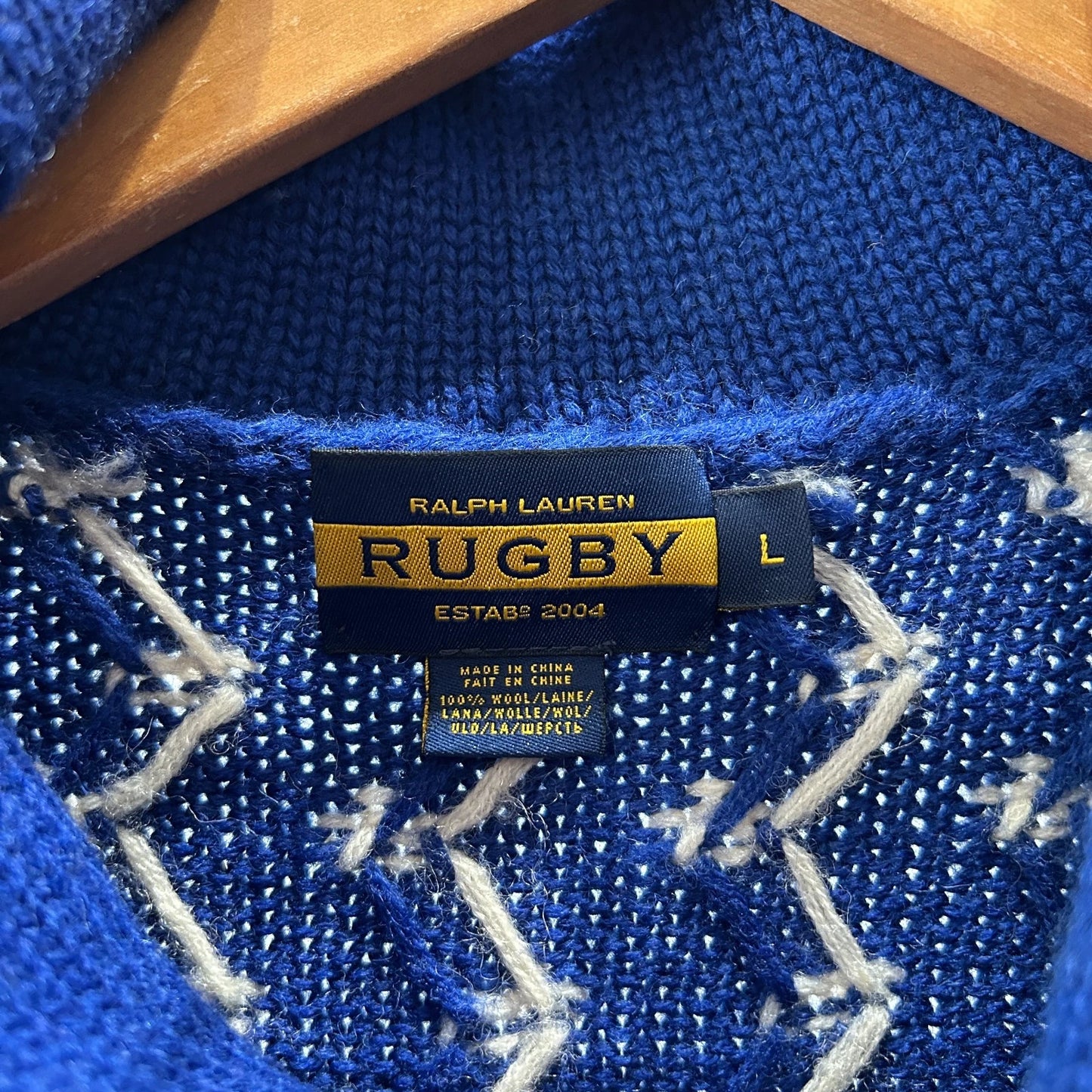 VINTAGE | Ralph Lauren RUGBY Indian Head Shawl Knit Sweater sz L
