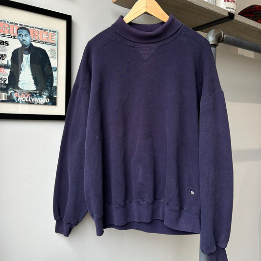 VINTAGE 90s | Russell Athletic Faded Navy Turtle Neck Sweater sz XL
