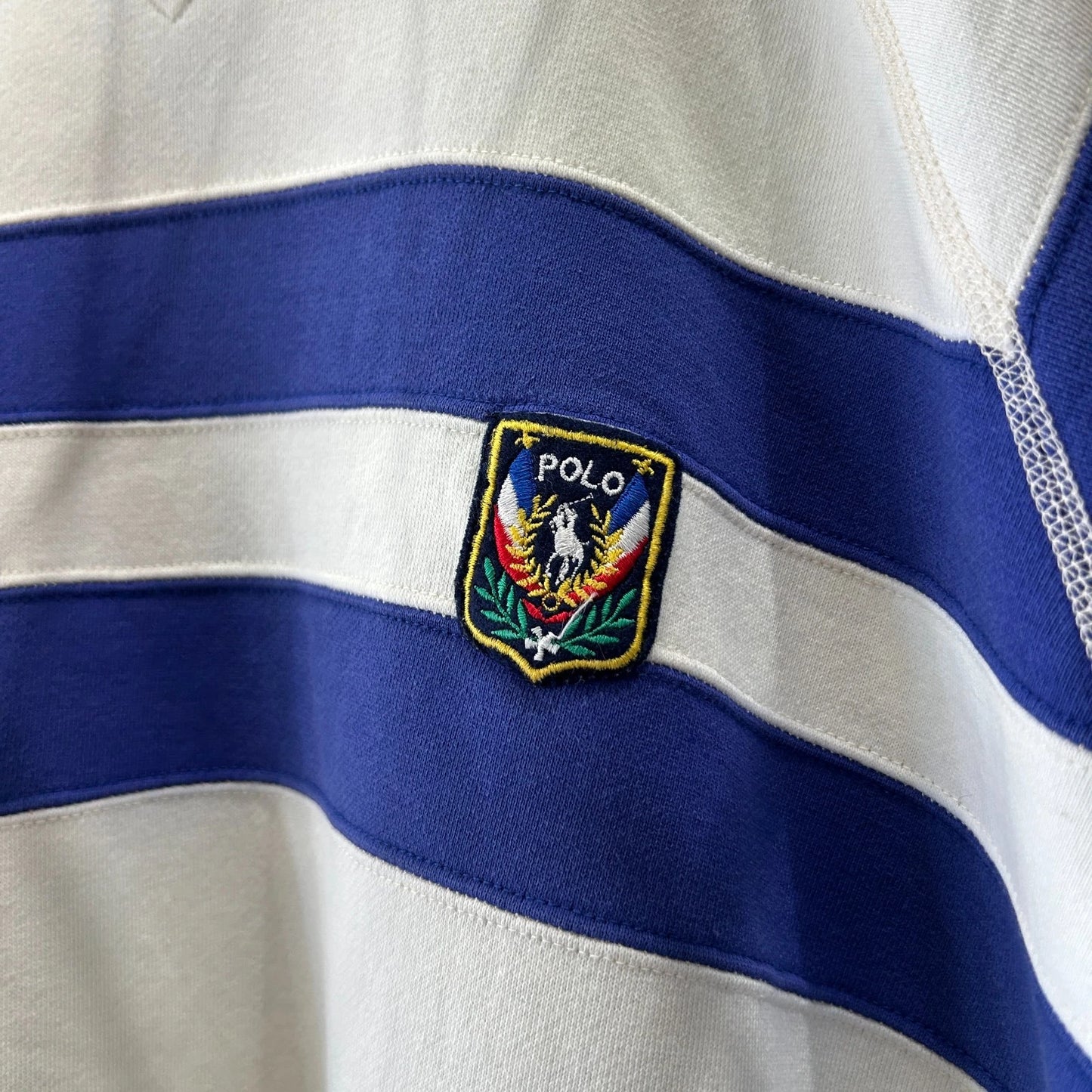 VINTAGE 80s 90s | POLO By Ralph Lauren Uni Crest Striped Crewneck Sweater sz L