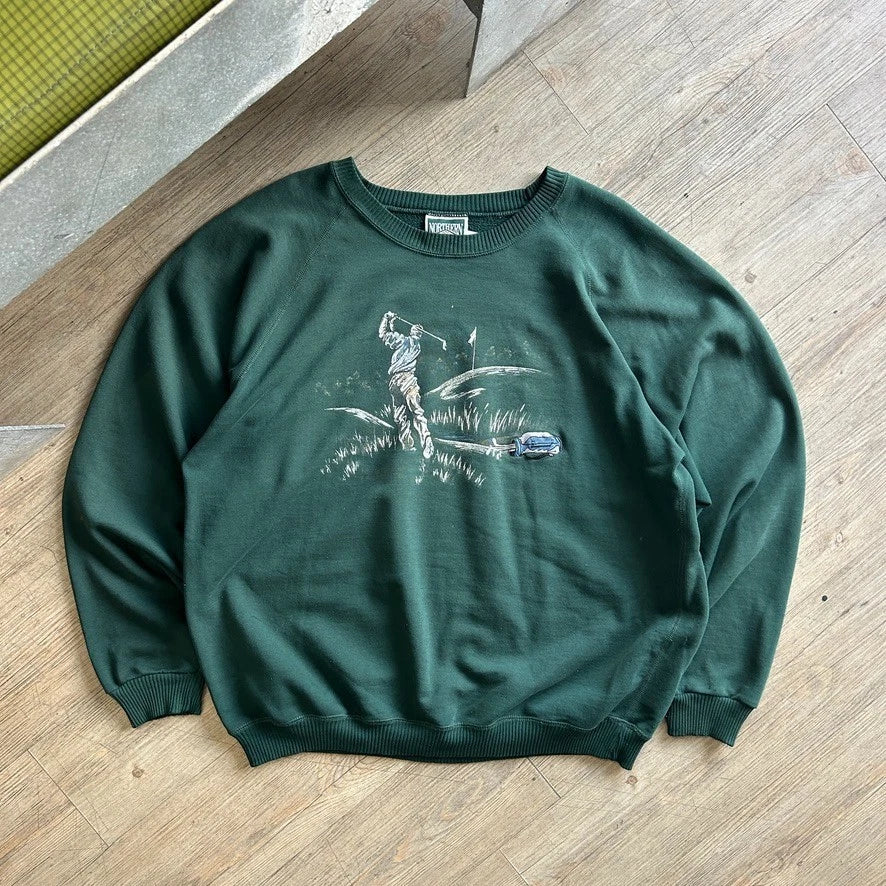1990s | Embroidered GOLF SHOT Artwork Vintage Crewneck Sweater sz XL
