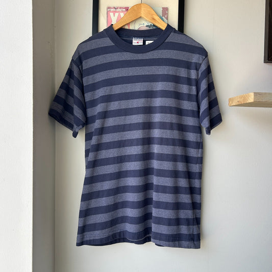 VINTAGE 90s | Blank Blue Striped T-Shirt sz S