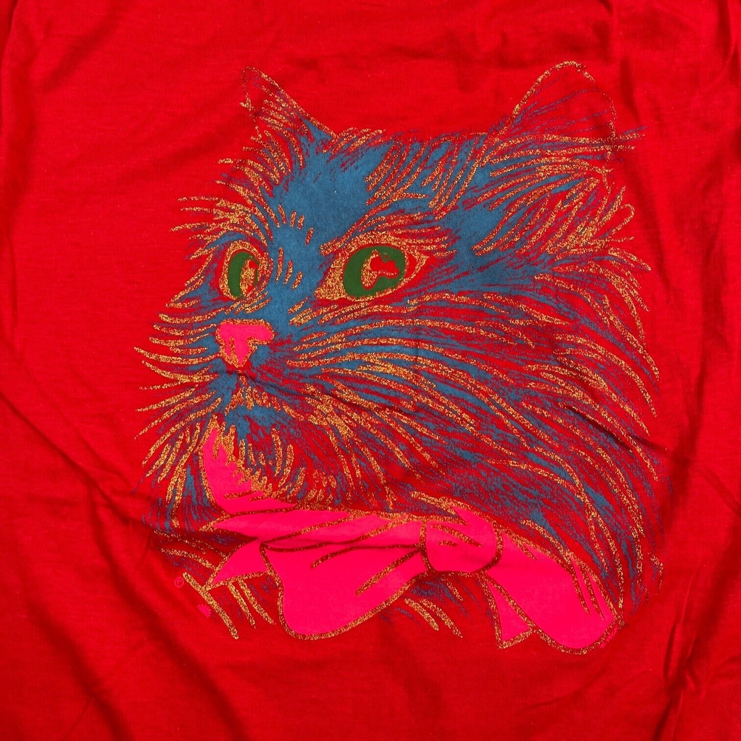 VINTAGE Chinese Cat Shirt Adult Small Red Men 90s