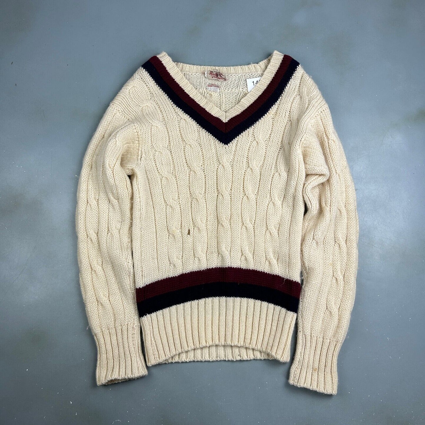 VINTAGE 70s | Cricket Tennis Wool Knit Sweater sz Sm Adult Made in England