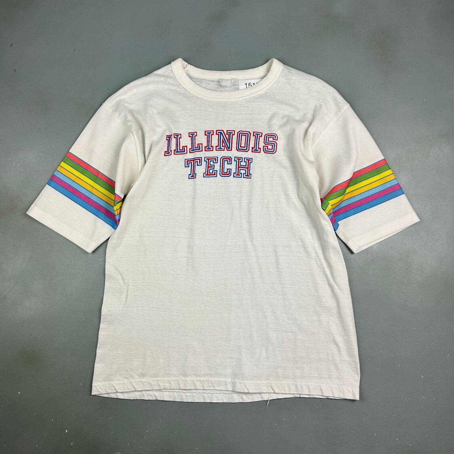 VINTAGE 70s Illinois Tech University 3/4 Sleeve T-Shirt sz Small Men Adult