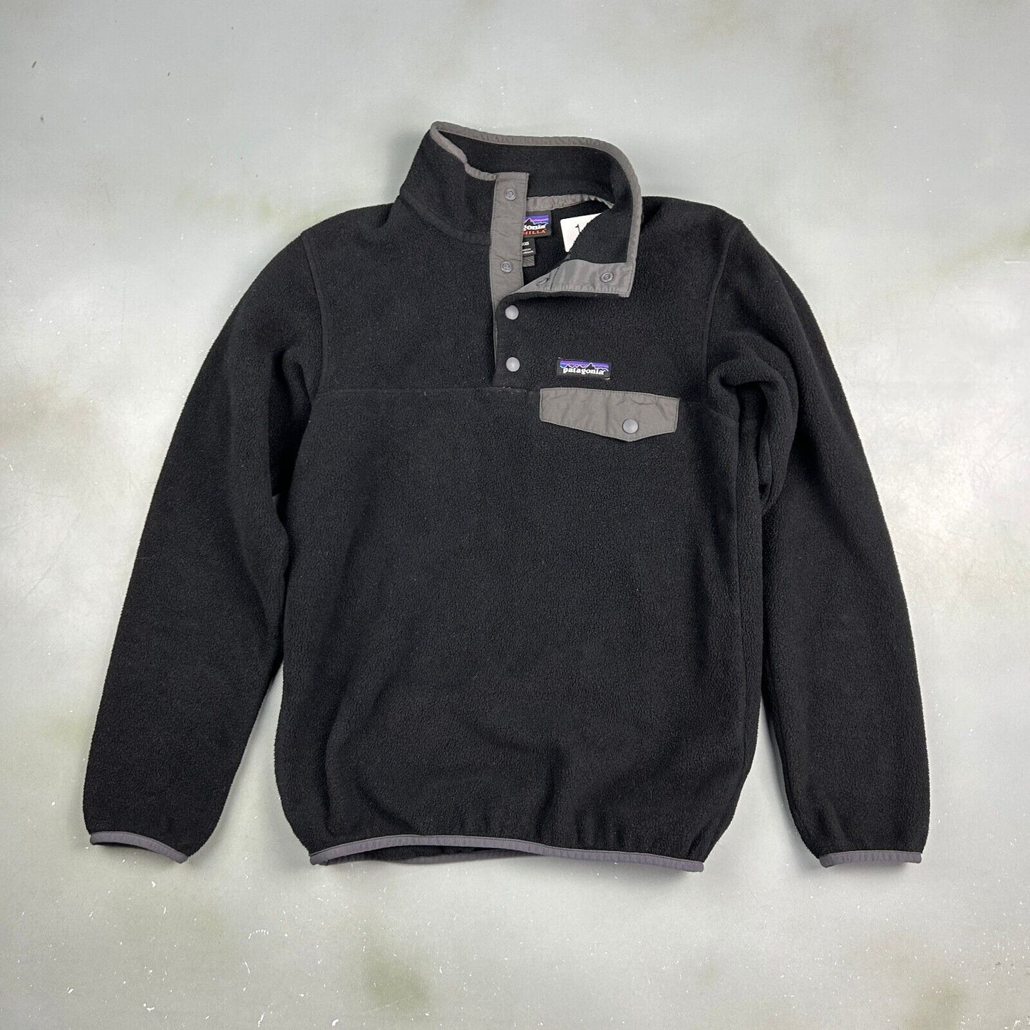 VINTAGE Patagonia Synchilla Snap T Black Fleece Sweater sz XXS Adult
