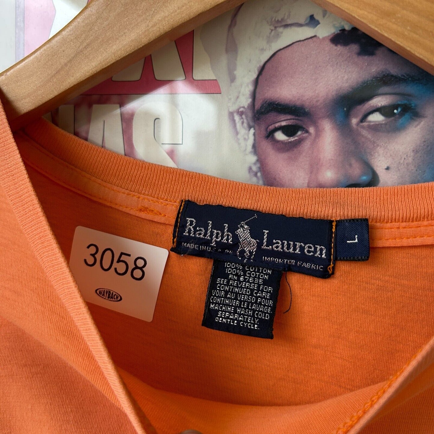 VINTAGE 90s | Ralph Lauren Faded Orange Pony Pocket T-Shirt sz L