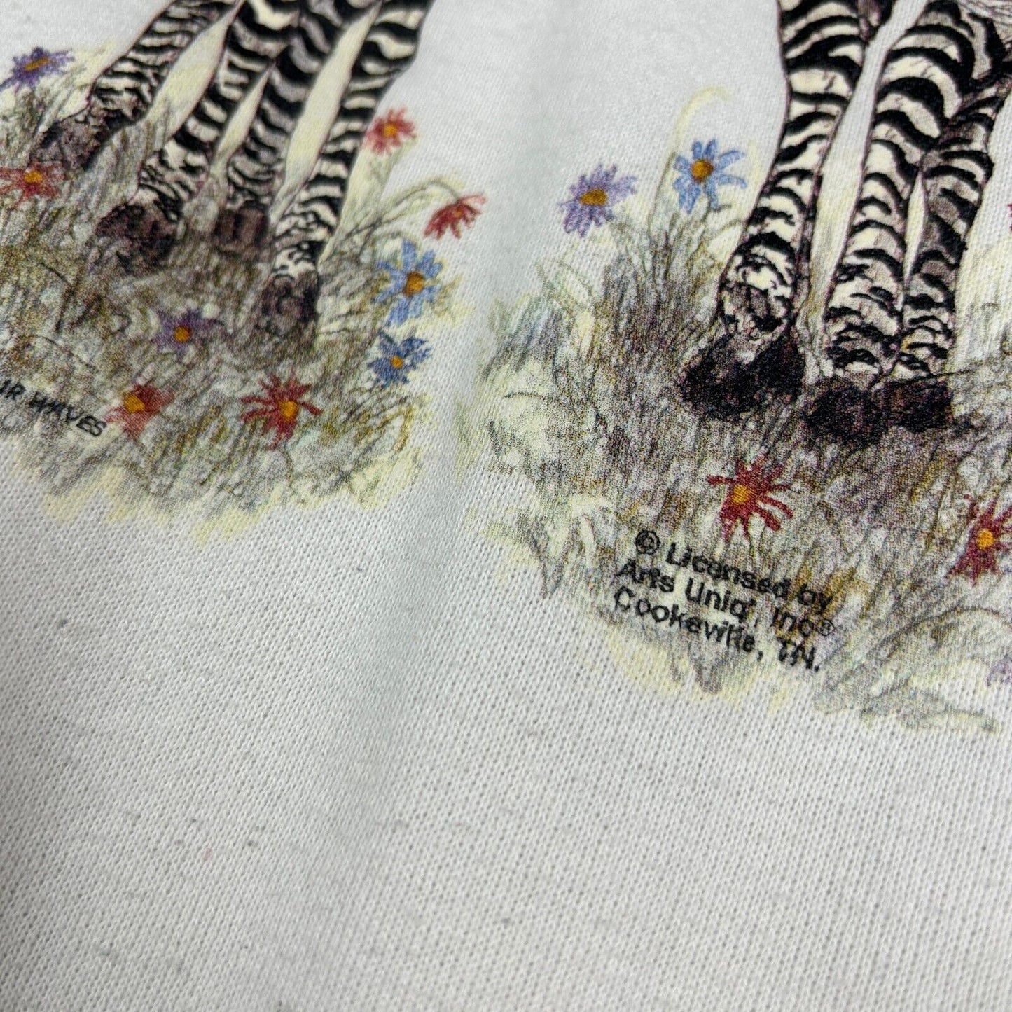 VINTAGE 90s Zebra's Animal White Crewneck Sweater sz XXL Adult