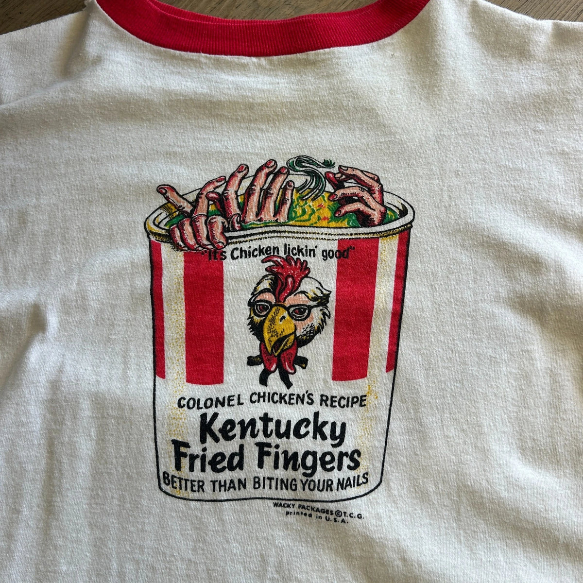 VINTAGE 1970s - 80s | Kentucky Fried Fingers Ringer T-Shirt sz S/M