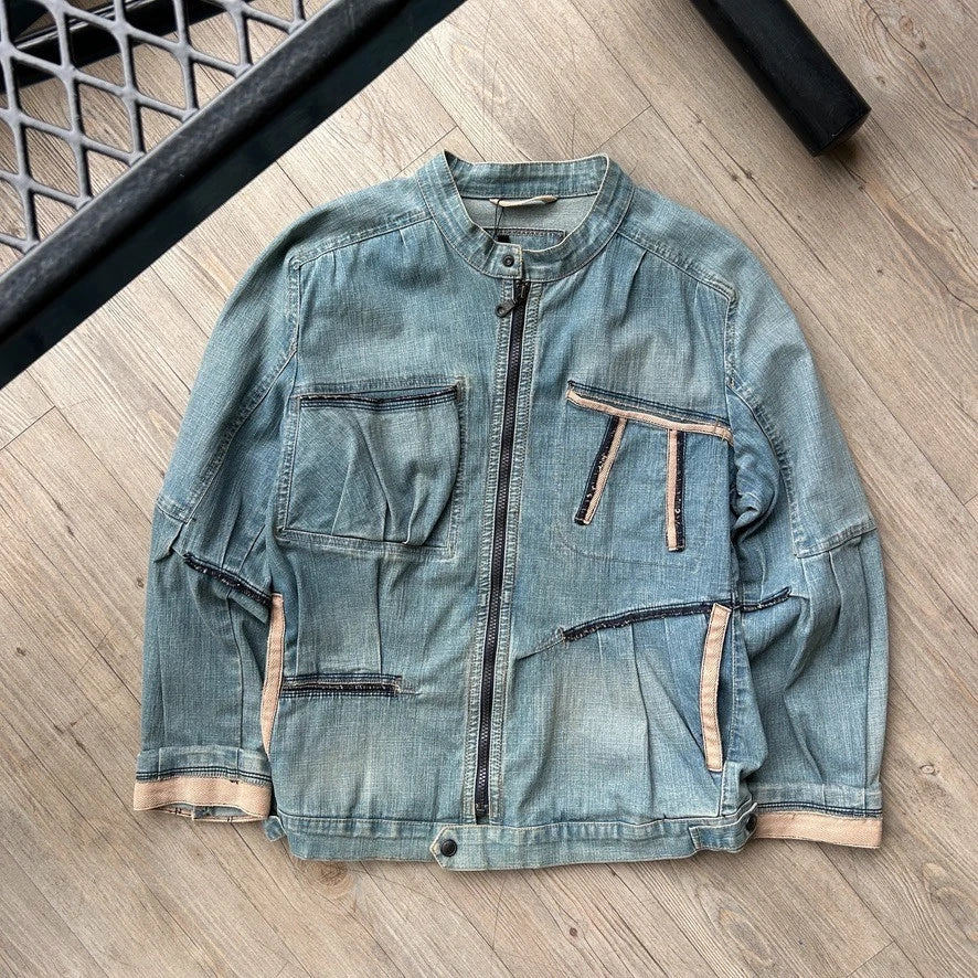 VINTAGE | Marithe Francois Girbaud Denim Cafe Racer Jacket sz M