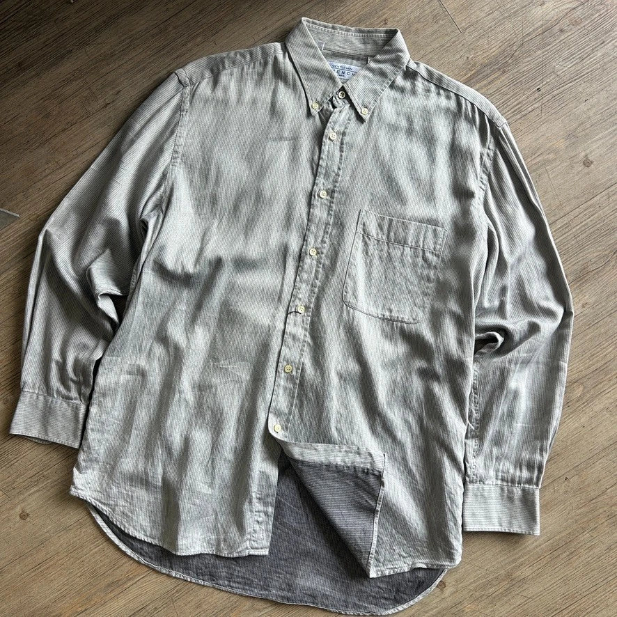 1990s GIVENCHY Gentleman Paris | Vintage Fine Herringbone Button Down Shirt sz L